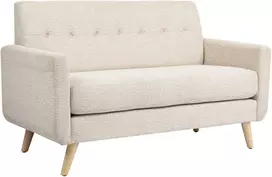 Aosom Dvivietė sofa su aksomo išvaizdos apmušalu, 134 × 71 × 82 cm, smėlio spalvos