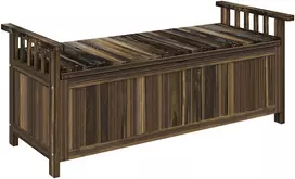 Aosom Sodo suoliukas su daiktadėže 2 vietų, tamsiai anglies spalvos, 128,5 x 52 x 53,5 cm