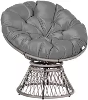 Aosom Papasan tipo kėdė su pagalve, pasukama 360°, PE rotangas, pilka, 87 x 97 x 86 cm