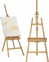 Aosom Reguliuojamo aukščio molbertas iš buko medienos, sulankstomas, natūralaus medžio, 65 x 110 x 180-235 cm