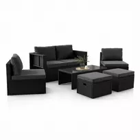 Sofa Juskys Poilsio komplektas Salou su suolu 136x63x68 cm, foteliu 59x60x67 cm, stalu 103x33x50 cm, kremas/smėlio spalvos