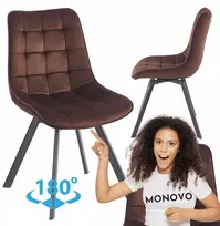 Monovo Palėpės kėdė svetainei Valgomojo Pasukama dygsniuota veliūrinė ruda COCO