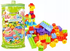 Doris DIDŽIŲ PLASTIKINIŲ KONSTRUKCINIŲ BLOKŲ BLOKŲ RINKINYS 500 vnt RATAI KREPŠELIS