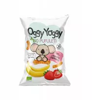 Kukurūzų traškučiai Bananų braškių 35G BIO OGGY YOGGY be cukraus ir be glitimo