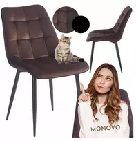 Monovo Minkšta veliūrinė valgomojo kėdė, dygsniuota, svetainei, ruda CHIC