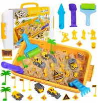 Click4Toys STATYBOS AIKŠTELĖ VAIKAMS KINETINIŲ SMĖLIO TRANSPORTO PRIEMONIŲ MOBILIŲ SMĖLIŲ DĖŽĖS RINKINYS