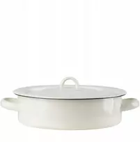 Emalia Rybnik LOW EEMEL POT 3,8L TRADICINIS DIDELIS KREMINIS PUODAS SU dangteliu
