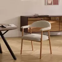 Valgomojo kėdė Minkštos šviesiai smėlio spalvos ąžuolo kojos