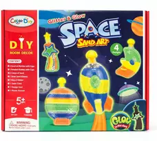 Misie Dwa „Sand Art“ „pasidaryk pats“ erdvės rinkinys Creative Glowing Sand 4 buteliukai žaislai