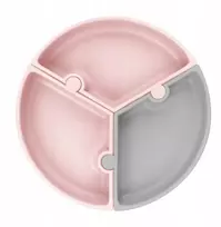 Minikoioi Silikoninė lėkštė vaikams Dėlionė su siurbtuku 3 vnt. 19 cm Rožinė