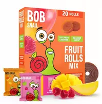 BOB SNAIL Mango Aviečių vaisių suktinukai 200g MIX 20vnt, be cukraus, be glitimo