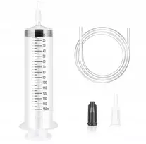 150 ml DIDELIS PLASTIKINIS ŠVIRKŠTAS SU ŽARNA, SKAIDRIU DOZAVIMO APLIKATORIU