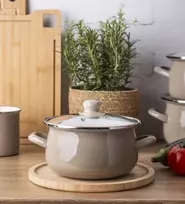 Emaliuotas puodas su dangteliu, dujų indukcija 20 cm Altom Design taupe 2,7 l