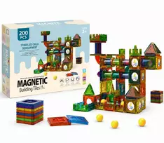 Magnetinės statybinės plytelės 200 Vnt Marble Run STEM Statybinis rinkinys vaikams nuo 3 metų