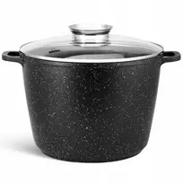 TRADICINIS MARMURINIS PUODAS AUKŠTIS 10L INDUKCINĖS DUJOS 28 cm JUODOS
