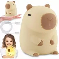 LED NAKTINIS LEMPAS VAIKAMS CAPYBARA SILICONE SOFT TOUCH USB DOVANA