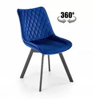 About Your Home IMPULSO tamsiai mėlyna kėdė su rombais, pasukama 360° | Velvet | Juodos kojos