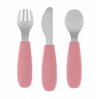 PETITE&MARS Dusty Rose nerūdijančio plieno vaikiški stalo įrankiai