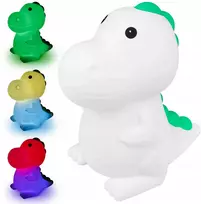 NAKTINIS LEMPAS VAIKAMS DINOZAURAS MINKŠTAS SPALVOTAS RGB LED USB SILIKONAS
