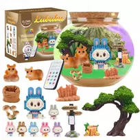 KŪRYBINIS LABUBU RINKINYS MAGICAL TERRARUIM LED NAKTINIS LEMPAS DOVANA VAIKAMS