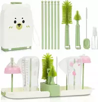 7IN1 BUTELIŲ ŠEPEČIŲ RINKINYS TRAVEL SILICONE PANDA CASE
