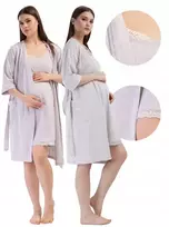 Vienetta Vieneta L moteriški medvilniniai slaugių marškinėliai ir chalatų komplektas