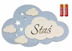 Debesų lempa su vaiko vardu, nakties mėlyna, CLOUD, Žvaigždės, baterijos