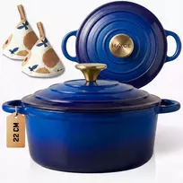HAGE KETUS PUODAS 3L EMALINIS DANGIS NAVY MĖLYNAS DUJINĖS INDUKCINĖS KROSTELĖS 22cm