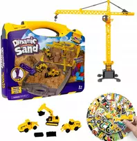 Click4Toys KINETINIS SMĖLIŲ RINKINYS MOL STATYBINĖS TRANSPORTO PRIEMONĖS XXL lagaminas + NEMOKAMAS MEGA
