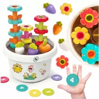 SENSORY SORTER Hola vazonas Magnetinė piramidė Blokai Gėlės 12m+