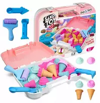 Click4Toys KINETINIS SMĖLIS VAIKŲ LEDŲ PARDUOTUVĖMS SMĖLIŲ DĖŽĖS lagaminų formelės