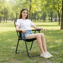 Meblowe Love TURISTINĖ SODO BALKONO KĖDĖ, sulankstoma, kompaktiška, lengva, juoda