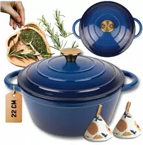 HAGE Ketaus puodas, emaliuotas, 3 l, dangtis 22 cm, mėlynas, indukcinis, orkaitė