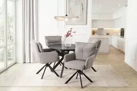 Mebel Elite Minkšta pasukama kibiro kėdė valgomajam Pilka velveta CITY