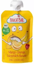 FRUCHTBAR MANGO Apelsinų putėsiai KOKOSŲ PIENAS BANANAI BIO P6 m+ 100g