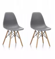 AGA valgomojo kėdės, 2 vnt, pilkos spalvos RETRO, modernios medinės kojelės SCANDI