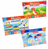 MOZAIKOS LAIDOS DIDELIS KŪRYBINIS RINKINYS DINOZAURAI TRANSPORTO PRIEMONĖS ŽUVYS 3+