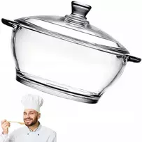 KARŠUMAI ATSPARUS STIKLINIS PUODAS SU DANGIU PIENO SRIUBOS GRŪDAI 1,5L