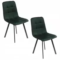 Bm Design 2 NEVADA žalios spalvos aksominės kėdės su minkštomis juodomis kojelėmis