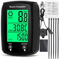 Agmi Dviračio kompiuteris Elektroninis LCD apšviestas vandeniui atsparus termometras
