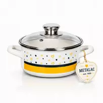 Emaliuotas puodas su dangčiu 1,5L dujų indukcinis Metalac Hungry Hearts