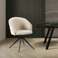 Kremo spalvos minkšta pasukama valgomojo kėdė su moderniomis metalinėmis kojomis