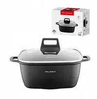 Florina Chef kvadratinis aliuminio puodas 24 cm 4,6L juodas indukcijai