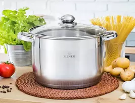 Didelis sidabrinis puodas su dangteliu 9,5L Zilner 28cm