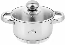 MAŽAS PLIENINIS PUODAS SU SIDABRINIU DANGIU 12cm / 0,8L ZILNER