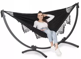 Milteliniu būdu dengtas metalinis hamako rėmo rinkinys 220kg + BOHO 2-vietis