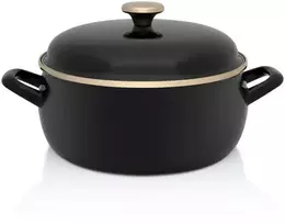Metalac Žemai emaliuotas puodas, INDUKCINIS, 24 cm, 5L, klasikinis, vintažinis juodas, Juodas