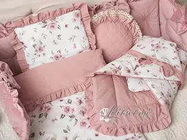 Liliowomi Medvilninė patalynė 100x135 su raukiniais