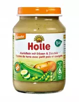 Holle BIO bulvių žirnių cukinijų vakarienė 190g iš 6m Demeter Be glitimo