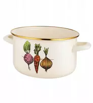 Emalia Pleszew Emaliuotas puodas 4L 20 cm Rožinis indas Olkusz indukcinis retro dujinis baltas